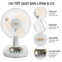 Quạt Bàn LIFAN B-212 35W – Cánh 30cm, 3 Tốc Độ