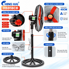 Quạt Đứng CHING HAI HS918CĐ 65W – 3 Cánh, Sải Cánh 45cm
