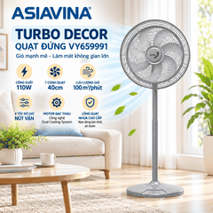 Quạt Đứng ASIAVINA Turbo Decor VY659991 110W – 7 Cánh 40cm, Màu Xám