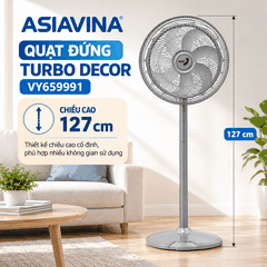 Quạt Đứng ASIAVINA Turbo Decor VY659991 110W – 7 Cánh 40cm, Màu Xám