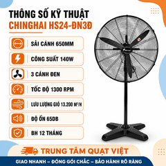 Quạt Đứng Công Nghiệp Chinghai HS24-ĐN3Đ Cánh 65cm 140W