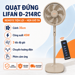 Quạt Đứng LIFAN Đ-214RC Có Remote, Hẹn Giờ 7H, Cánh 35cm