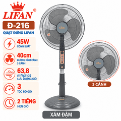 Quạt Đứng LIFAN Đ-216 45W – Cánh 40cm, 3 Tốc Độ, Hẹn Giờ 2 Tiếng