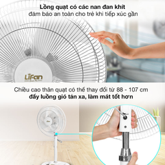 Quạt đứng LIFAN Đ-616A – Cánh 40cm, 45W, 3 tốc độ, lồng xi crôm
