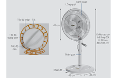 Quạt đứng LIFAN Đ-616A – Cánh 40cm, 45W, 3 tốc độ, lồng xi crôm