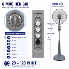 Quạt Đứng Senko DH1600 47W – 3 Cánh 39cm, Hẹn Giờ 2 Tiếng