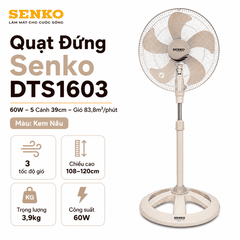 Quạt Đứng Senko DTS1603 60W – 5 Cánh 39cm, Thân Sắt