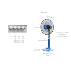 Quạt lửng 4 tấc 55W A16018 (VY358190) màu thiên thanh
