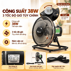 Quạt Sàn Mini CHING HAI FF910 38W – Cánh Nhôm 23cm