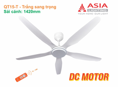 Quạt Trần Asia Lighting QT15-T Trắng Sang Trọng – 5 Cánh ABS, Động Cơ DC