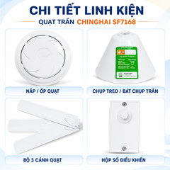 Quạt trần ChingHai SF7168 3 cánh 140cm, công suất 64W