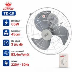 Quạt Trần Đảo LIFAN TĐ-18 65W Cánh 45cm – 3 Tốc Độ