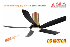 Quạt Trần Đèn Trang Trí QT14-DV – Đen vàng quý tộc – Động Cơ DC