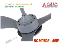 Quạt Trần QT17-GX – Ghi xám tinh tế – 3 Cánh ABS, Động Cơ DC
