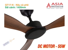 Quạt Trần QT17-N- Nâu cà phê – 3 Cánh ABS, Động Cơ DC