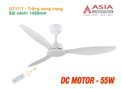 Quạt Trần QT17-T Trắng Sang Trọng – 3 Cánh ABS, Động Cơ DC
