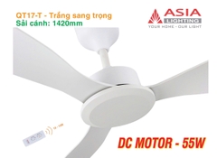 Quạt Trần QT17-T Trắng Sang Trọng – 3 Cánh ABS, Động Cơ DC