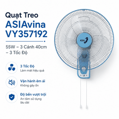 Quạt Treo ASIAvina VY357192 55W – Cánh 40cm, Màu Thiên Thanh