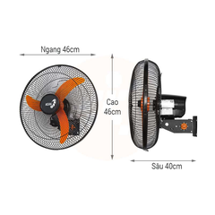 Quạt treo tường ASIA VY557990 55W 45cm | Gió mát rộng