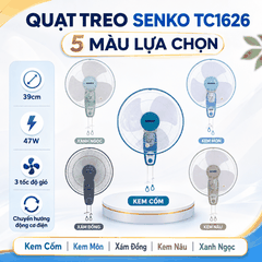 Quạt Treo Senko TC1626 39cm 47W – 3 Tốc Độ, Chuyển Hướng Điện