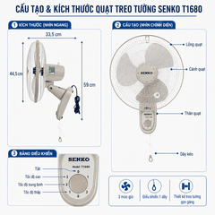 Quạt Treo Tường 1 Dây Senko T1680 47W – Cánh 39cm