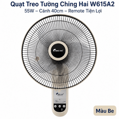 Quạt treo tường Ching Hai W615A2 (có điều khiển) – Cánh 40cm, 55W, treo gọn mát mạnh