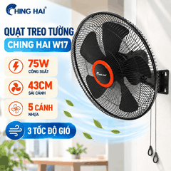 Quạt Treo Tường CHING HAI W17 75W – 5 Cánh 43cm, 3 Tốc Độ Gió