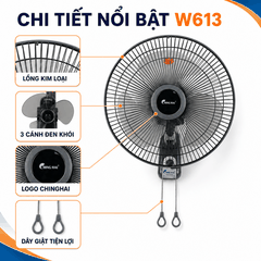 Quạt treo tường ChingHai W613 35cm 49W dây giật tiện lợi