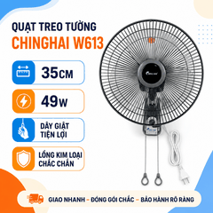 Quạt treo tường ChingHai W613 35cm 49W dây giật tiện lợi