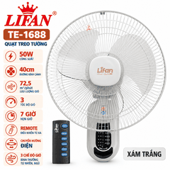 Quạt Treo Tường LIFAN TE-1688 50W – Remote, Hẹn Giờ 7H, Cánh 40cm