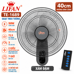 Quạt Treo Tường LIFAN TE-1689 50W – Remote, Đảo Gió Số 8, Hẹn Giờ 7H