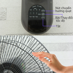 Quạt treo tường LIFAN TE-1689 – 40cm 50W, Remote, hẹn giờ 7h, 2 chuyển hướng điện (đảo số 8)