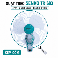Quạt Treo Tường Senko TR1683 47W – Remote, Hẹn Giờ 8 Tiếng