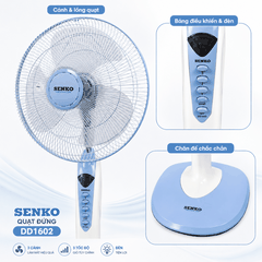 Quạt Đứng Có Đèn Senko DD1602 47W – 3 Cánh 39cm, Điều Chỉnh Chiều Cao