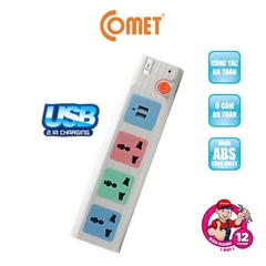 Ổ cắm điện COMET loại nối dài an toàn (3m) CES5303 có cổng sạc USB