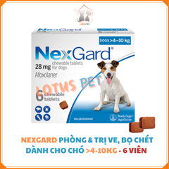 NexGard - Thuốc phòng và trị ve, rận, ghẻ cho chó 4-10KG - 6 viên