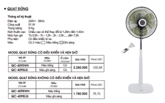 Quạt Đứng LiOA QC-409 (màu trắng, màu ghi sáng)