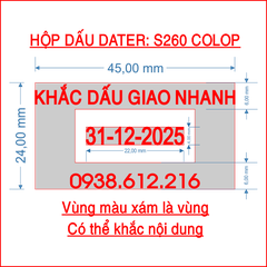 Hộp dấu chữ nhật dater 24*45mm Colop Printer S260