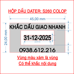 Hộp dấu chữ nhật dater 24*45mm Colop Printer S260