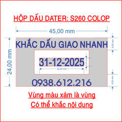 Hộp dấu chữ nhật dater 24*45mm Colop Printer S260