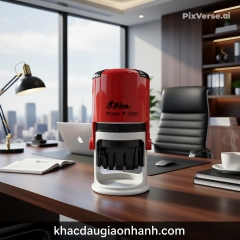 Hộp dấu tròn 42mm dater Shiny R542D (DD-MM-YYYY)