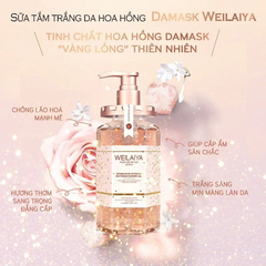 Sữa Tắm Weilaiya : Hoa Hồng + Hộp Quà có rơm + Bông Tắm
