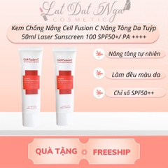 Kem Chống Nắng Cell Fusion C Nâng Tông Da Tuýp 50ml Laser Sunscreen 100 SPF50+/ PA ++++