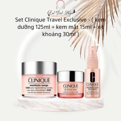 Sét Quà :  Clinique Travel Exclusive - ( kem dưỡng 125ml + kem mắt 15ml + xịt khoáng 30ml )
