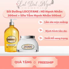Sét Quà - Sét Dưỡng LOCCITANE : Hũ Hạnh Nhân 200ml + Sữa Tắm Hạnh Nhân 500ml