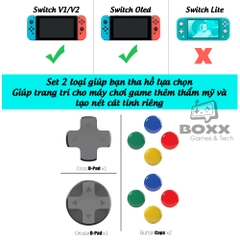 Nút dán trang trí cho máy Nintendo Switch chính hãng Skull & Co, Skull & Co D-Pad Button Cap