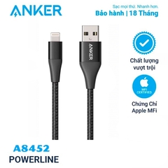 Dây Cáp Sạc IP, Type C Anker PowerLine+ II 0.9m Model : A8163, A8432 - Dùng cho IP, Tablet, Samsung