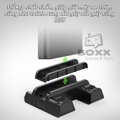 Đế tản nhiệt cho máy PS4 Slim/Pro All in One, chân đế đứng làm mát cho máy PS4 chính hãng Dobe