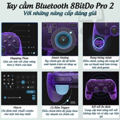 Tay cầm chơi game 8Bitdo Pro 2 cho Nintendo Switch, Windows, Mac, Điện thoại