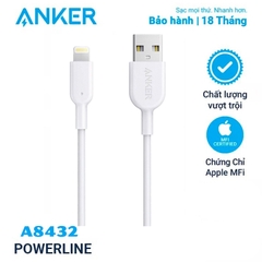 Dây Cáp Sạc IP, Type C Anker PowerLine+ II 0.9m Model : A8163, A8432 - Dùng cho IP, Tablet, Samsung